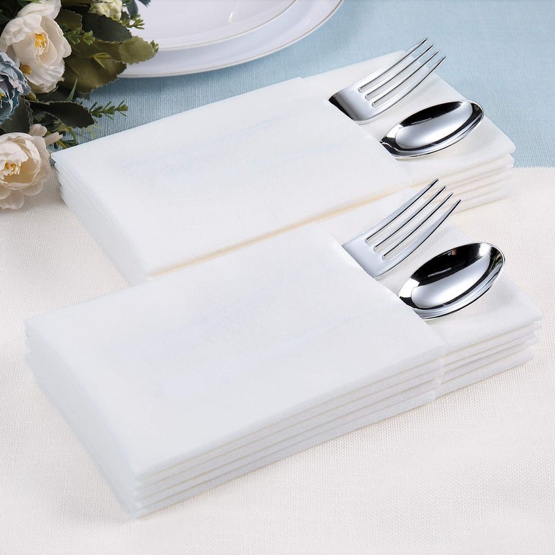 FOCUSLINE 480 Disposable Bathroom Napkins, Linen-Feel Paper Guest Towels, Soft and Absorbent Paper Hand Towels Party Napkins for Bathroom, Kitchen, Dinner, or Event, White, 12" x 17" - Image 4